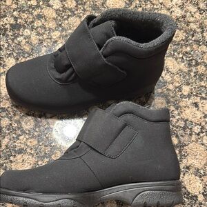 Black Ankle Boots with Velcro Strap